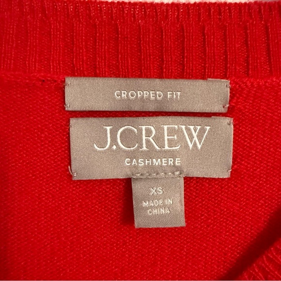 J. CREW Women’s XS Cashmere Shrunken Crew Neck Sweater Belvedere Red Cropped - Picture 4 of 7
